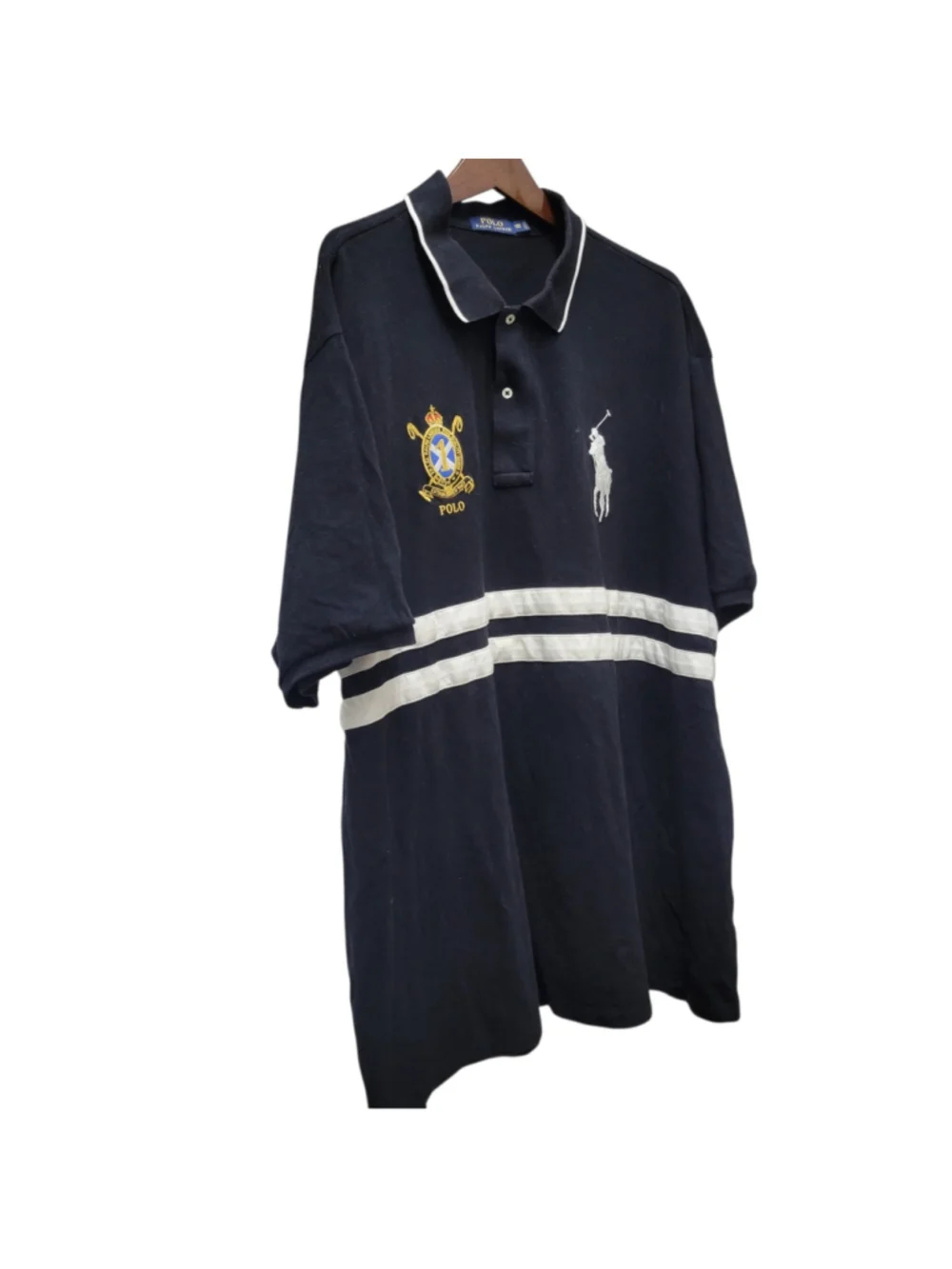 Polo Ralph Lauren Men's Vintage Big Pony Crest #1 Striped Faded Black Shirt 3XLT